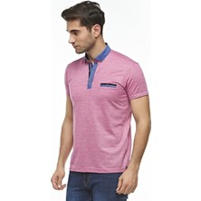 Ottomoda Erkek Mor Kısa Kollu Merserize Polo T-shirt, OT-P-21004