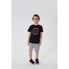 Lee Cooper Bisiklet Yaka Desenli SiyahT-Shirt