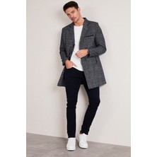 Buratti Slim Fit Tek Yırtmaçlı Düğmeli Mono Yaka Kaşe Kaban Erkek Kaban 5840098