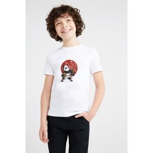 Qivi Panda Gitar Baskılı  Çocuk Beyaz T-Shirt