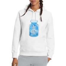 Qivi Anime Fairy Tail Glass Guild Emblem Baskılı Beyaz Kadın Örme Kapşonlu Sweatshirt Uzun Kol