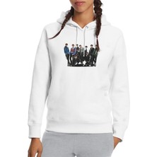 Qivi Kpop Group K Pop Koreli Muzik Baskılı Beyaz Kadın Örme Kapşonlu Sweatshirt Uzun Kol