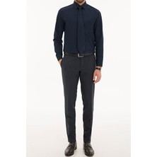 Taniş Giyim Erkek Slim Fit Düz Lacivert Gömlek