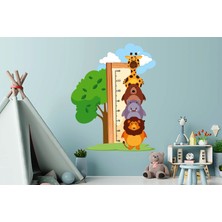Sticker Sepetim Sevimli Hayvanlar Orman Ve Bulutlar Boy Ölçer Çocuk Odası Duvar Sticker