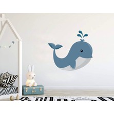 Sticker Sepetim Sevimli Balina Çocuk Odası Dekoratif Duvar Sticker