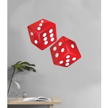 Sticker Sepetim Kırmızı Zar Dekoratif Duvar Sticker