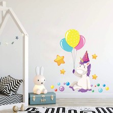 Sticker Sepetim Balonlar Ve Unicorn Çocuk Odası Dekoratif Duvar Sticker