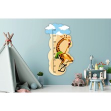 Sticker Sepetim Bisikletli Sevilmli Zürafa Ve Bulutlar Boy Ölçer Çocuk Odası Duvar Sticker