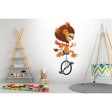 Sticker Sepetim Bisikletli Sevilmli Aslan Çocuk Odası Duvar Sticker