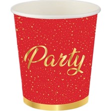 Festivall Roll Up Karton Bardak Parti Zamanı Kırmızı 8'li