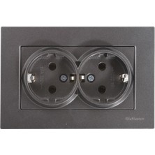 Mutlusan Füme Ikili Topraklı Priz Çerçeveli