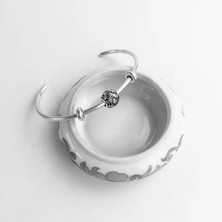 Tonstyle 925 Ayar Gümüş Manşet Unisex Bileklik 6,5 cm Çap