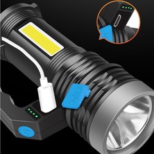 Strade Store Süper Parlak Torch Taşınabilir LED Spotlight USB Kamp Için Şarj Edilebilir (Yurt Dışından)