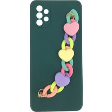 Nettech Samsung Galaxy A52 Uyumlu Bilek Zincirli Silikon Kılıf