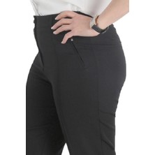 Günay Fierte Kadın Büyük Beden Pantolon NVR2121 Kumaş Normal Bel Dar Paça Bilek Boy Fermuar Kapama Düğmeli Spor Fermuarlı Cep Detay