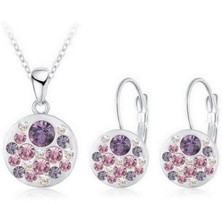 Profisher Kolye Küpe Set Purple Dream Avusturya Kristal Beyaz Altın Kaplama