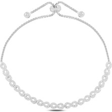 Gümüş Takı Dünyası Rodyum Kaplama Sonsuzluk Zirkon Taşlı Gümüş Kadın Asansörlü Bileklik