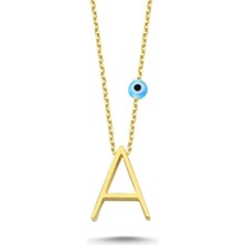 Gümüş Takı Dünyası Altın Kaplama A Harfli Gümüş Kadın Hayalet Kolye