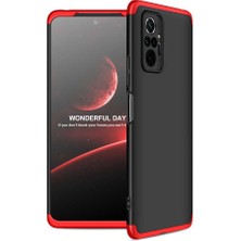 Case 4U Xiaomi Redmi Note 10 Pro Kılıf 3 Parçalı Tam Koruma Sert Mika Ays Kapak Siyah/Kırmızı