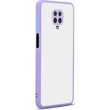 Case 4U Xiaomi Redmi Note 9 Pro Kılıf Kamera Korumalı Mat Renkli Buzlu Hux Silikon Lila