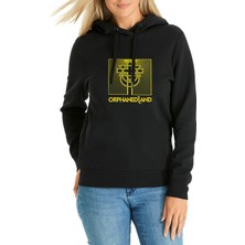 Qivi Orphaned Land All Is One Baskılı Siyah Kadın Örme Kapşonlu Sweatshirt Uzun Kol