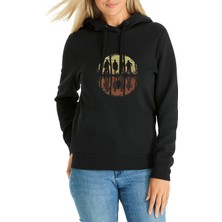 Qivi Friends Don't Lie Eleven Stranger Things Baskılı Siyah Kadın Örme Kapşonlu Sweatshirt Uzun Kol