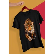 Pierbypier Unisex %100 Pamuk Siyah, Rahat Kalıp, Asi 3D Görünümlü Kaplan, Tiger T-Shirt