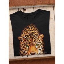 Pierbypier Unisex %100 Pamuk Siyah, Rahat Kalıp, Asi 3D Görünümlü Kaplan, Tiger T-Shirt