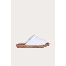 Bueno Shoes Beyaz Deri Kadın Espadril Terlik