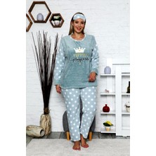 Nisanca Nisanca Büyük Beden Kadın Polar Peluş Pijama Takımı