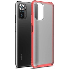 Microsonic Xiaomi Redmi Note 10 Kılıf Frosted Frame Kırmızı