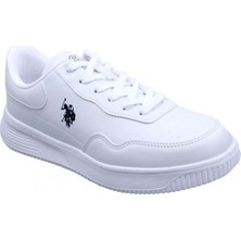 U.S. Polo Assn. Beyaz Kadın Yürüyüş Spor Ayakkabı - Düz Tabanlı Microfiber Malzeme