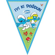 Eminönü Toptancı Şirinler Temalı Üçgen Flama Bayrak Set