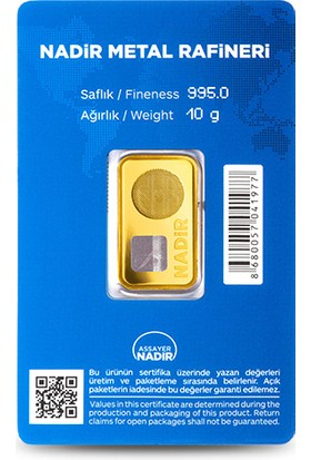 Nadir Gold 24 Ayar Külçe Gram Altın 10 Gr. - Aynı Gün Kargo