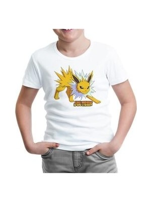 Lordd T-Shirt  Pokemon Go - Jolteon Beyaz Çocuk T-Shirt