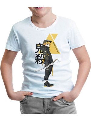 Lordd T-Shirt Demon Slayer - Kimetsu Beyaz Çocuk T-Shirt