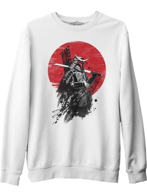 Lordd T-Shirt  Japon Savaşçı -  Beyaz Erkek Kalın Sweatshirt