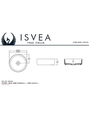 Isvea Infinity Ø 36 cm Tezgahüstü Lavabo - Antrasit