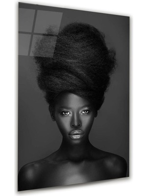 Glass Art Siyahi Kadın Dikey Cam Tablo