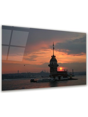 Glass Art Kız Kulesi Yatay Cam Tablo