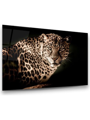 Glass Art Leopar Yatay Cam Tablo