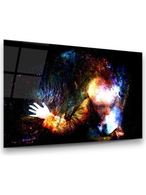 Glass Art Renkli Adam Manipülasyon Yatay Cam Tablo