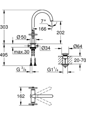 Grohe Atrio Tek Delikli Lavabo Bataryası 1/2"
l-Boyut 21019AL3