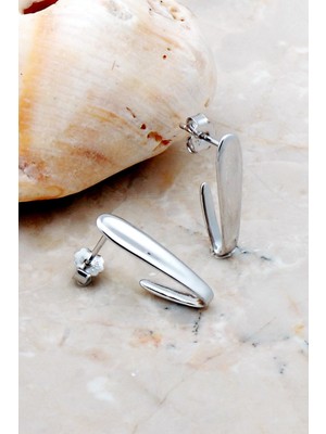 Sümer Telkari Yılan Model Rodyumlu Gümüş Küpe