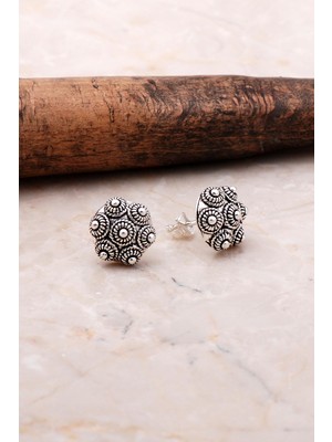 Sümer Telkari Telkari İşlemeli Elişi Sarma Gümüş Küpe