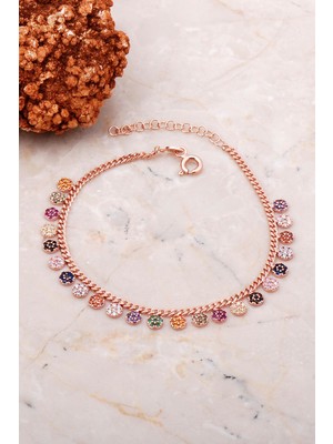 Sümer Telkari Gurmet Mix Taşlı Rose Gümüş Bileklik