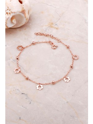 Sümer Telkari Papatya Pullu Sallantılı Rose Gümüş Toplu Bileklik