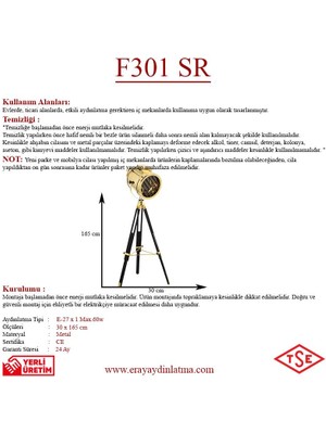 Eray Aydınlatma F301 Sarı Tripod Lambader