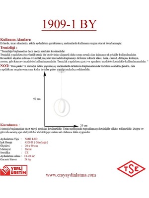 Eray Aydınlatma 1909-1 Beyaz Tekli LED Avize