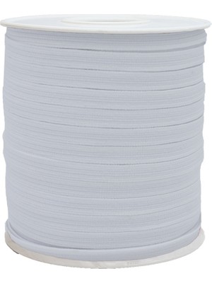 Hobizubi 6 mm Beyaz Yassı Lastik - 100 Metre